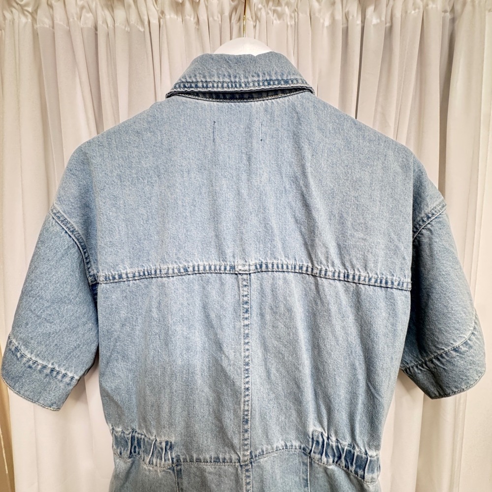 We The Free Free People Denim Short Sleeve Jumpsuit Light Wash Blue Medium - Picture 8 of 11